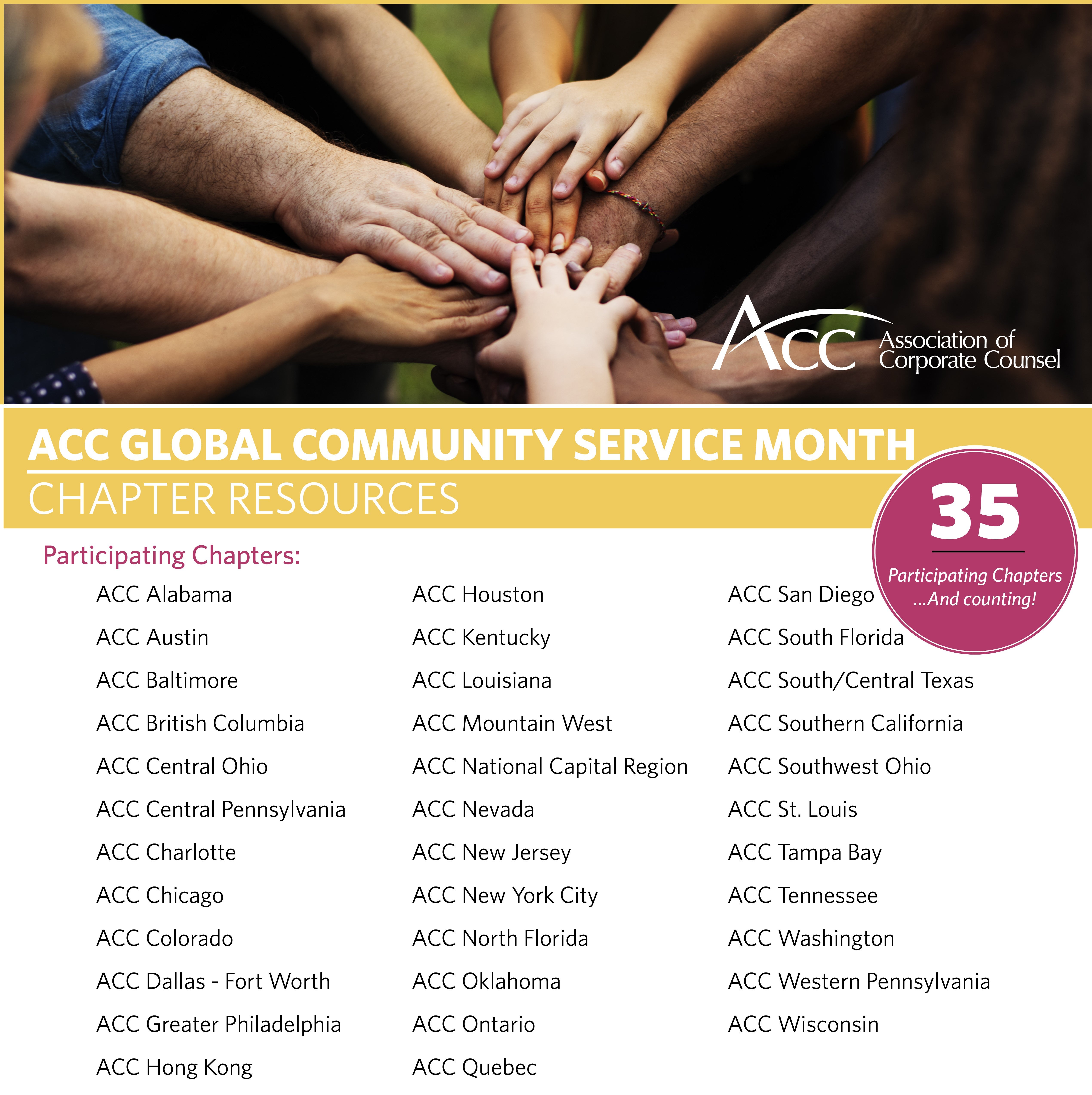 Global Community Service Month Association of Corporate Counsel (ACC)